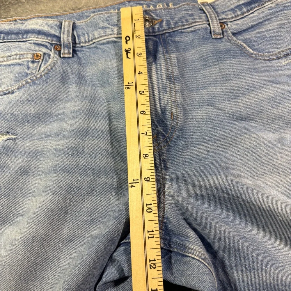 American Eagle 90s Low-Rise Skinny Kick Jeans Dream Blue Split Hem 18 34W NEW